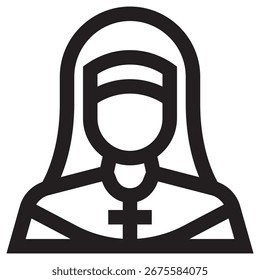 Nun Modern Vector Icon – Minimal Illustration Symbol Template for Web Mobile App UI Design