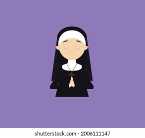 Nun Namaste Yoga Flaches Vektorgrafik-Illustration