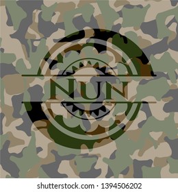 Nun on camouflaged texture. Vector Illustration. Detailed.