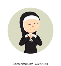 nun praying in circle background