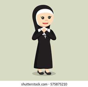 nun praying illustration design
