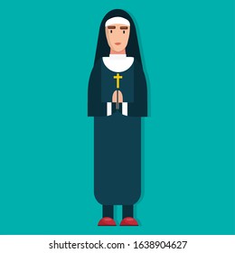 nun religious concept people vector illustration in flat style 