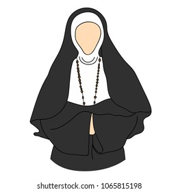 Nun Silhouette. Vector illustration. 