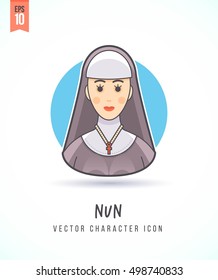 Nun sister illustration People lifestyle and occupation Colorful and stylish flat vector character icon