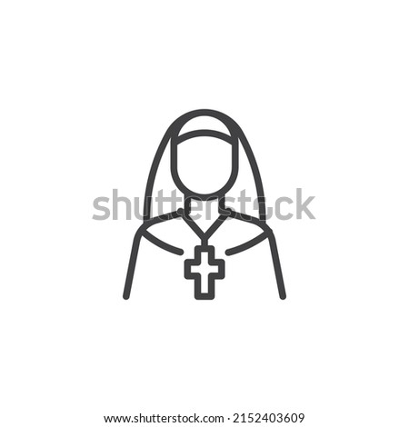 Nun sister line icon. linear style sign for mobile concept and web design. Sister of mercy outline vector icon. Symbol, logo illustration. Vector graphics