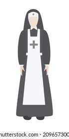 Nun The Sisters of Mercy. Flat style. Vector illustration. Isolated on a white background
