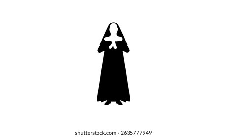 nun symbol, black isolated silhouette