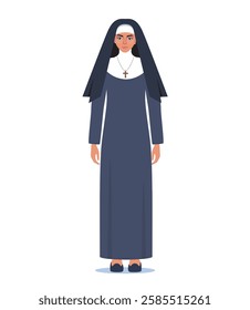 Nun In traditional black attire symbolizing religious devotion, modesty, and spiritual faith.