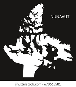 Nunavut Canada map black inverted silhouette illustration shape