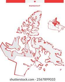 Nunavut in Canada, North America - Map	