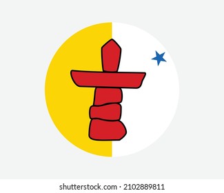 Nunavut Canada Round Flag. NU, Canadian Territory Circle Flag. Nunavut Canada Circular Shape Button Banner. EPS Vector Illustration.