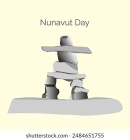 Nunavut Day event vector, illustration. Stacked rock pile symbol on plain background to celebrate on July 9th.