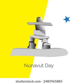 Nunavut Day event vector, illustration. Stacked rock pile symbol on plain background to celebrate on July 9th.	