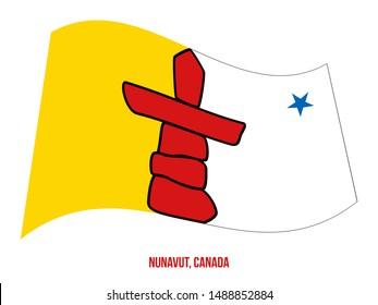 Nunavut Flag Waving Vector Illustration on White Background. Territory Flag of Canada. Correct Size, Proportion and Colors.