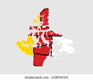 Nunavut Map Flag. Map of NU, Canada with flag. Canadian Province. Vector illustration Banner.