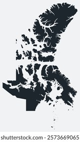 Nunavut map. Just a simple border map. Shape of the province. Flat blank Nunavut outline. Vector boundary illustration.