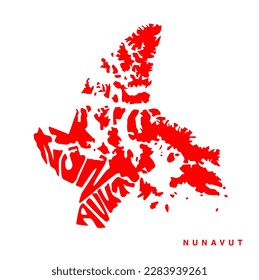 Mapa de Nunavut con letras.