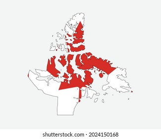 Nunavut Map on Canadian Flag. NU, CA Territory Map on Canada Flag. EPS Vector Graphic Clipart Icon