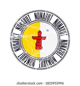 Nunavut province, Canada. Vector postal rubber stamp over white background