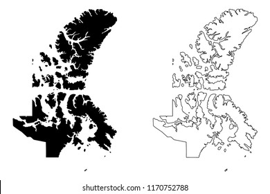 Nunavut (provinces and territories of Canada, Canadian Arctic Archipelago) map vector illustration, scribble sketch Nunavut map