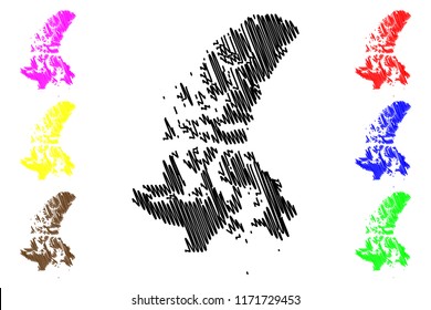 Nunavut (provinces and territories of Canada, Canadian Arctic Archipelago) map vector illustration, scribble sketch Nunavut map
