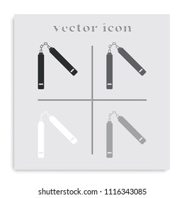 Nunchaku flat black and white vector icon.