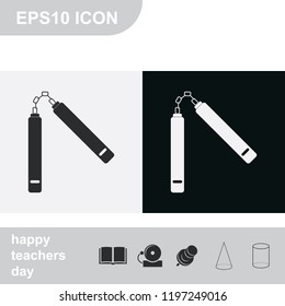 Nunchaku flat black and white vector icon.