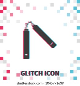 Nunchaku  glitch effect vector icon.