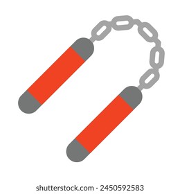 Nunchaku Glyph Vector Flat Icon Design