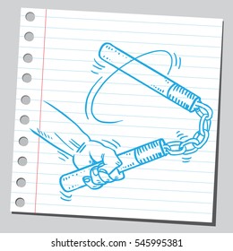Nunchaku na mão