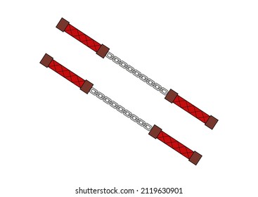 Vector de icono de Nunchaku aislado en fondo blanco. Icono de Ninja Nunchaku
