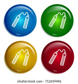 Nunchaku multi color gradient glossy badge icon set. Realistic shiny badge icon or logo mockup