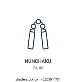 Nunchaku outline vector icon. Thin line black nunchaku icon, flat vector simple element illustration from editable asian concept isolated on white background