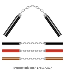 Ilustración de diseño vectorial de Nunchaku aislada en fondo blanco