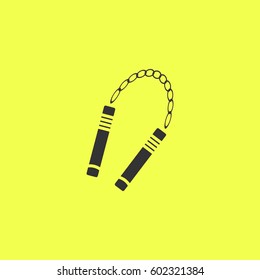 Nunchaku weapon icon flat. 