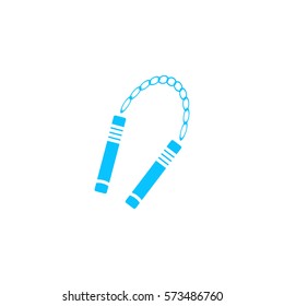 Nunchaku weapon icon flat. Blue pictogram on white background. Vector illustration symbol