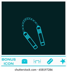 Nunchaku weapon icon flat. Blue pictogram on dark background. Vector illustration symbol and bonus icons