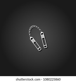 Nunchaku weapon icon flat. Simple White pictogram on black background with shadow. Vector illustration symbol
