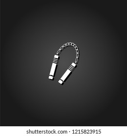 Nunchaku weapon icon flat. Simple White pictogram on black background with shadow. Vector illustration symbol