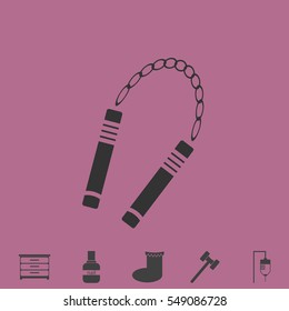 Nunchaku weapon icon flat. Simple vector grey pictogram and bonus symbol