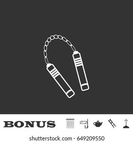Nunchaku weapon icon flat. White pictogram on black background. Vector illustration symbol and bonus icons