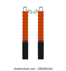 Nunchaku weapon vector icon ninja fight illustration equipment isolated. Culture asian sport defense sign.