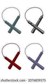 Ilustración del vector de armas de Nunchaku. Arma Ninja


