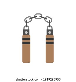 nunchaku weapons vector flat icon
