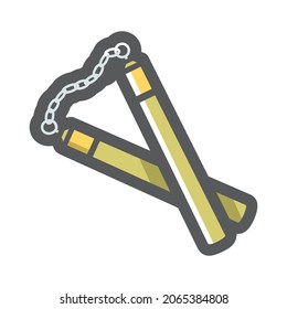 Nunchuck East edged weapons Vector icon Cartoon illustration.