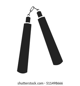Nunchuck icon in black style isolated on white background. Weapon symbol stock vector illustration.