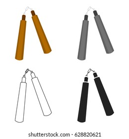 Nunchuck icon cartoon. Single weapon icon from the big ammunition, arms set.