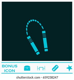 Nunchuck icon flat. Blue pictogram on dark background. Vector illustration symbol and bonus icons