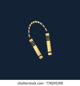 Nunchuck icon flat. Simple gold pictogram on dark background. Vector illustration symbol