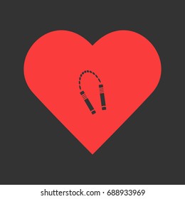 Nunchuck icon flat. Simple pictogram on heart background. Vector illustration symbol